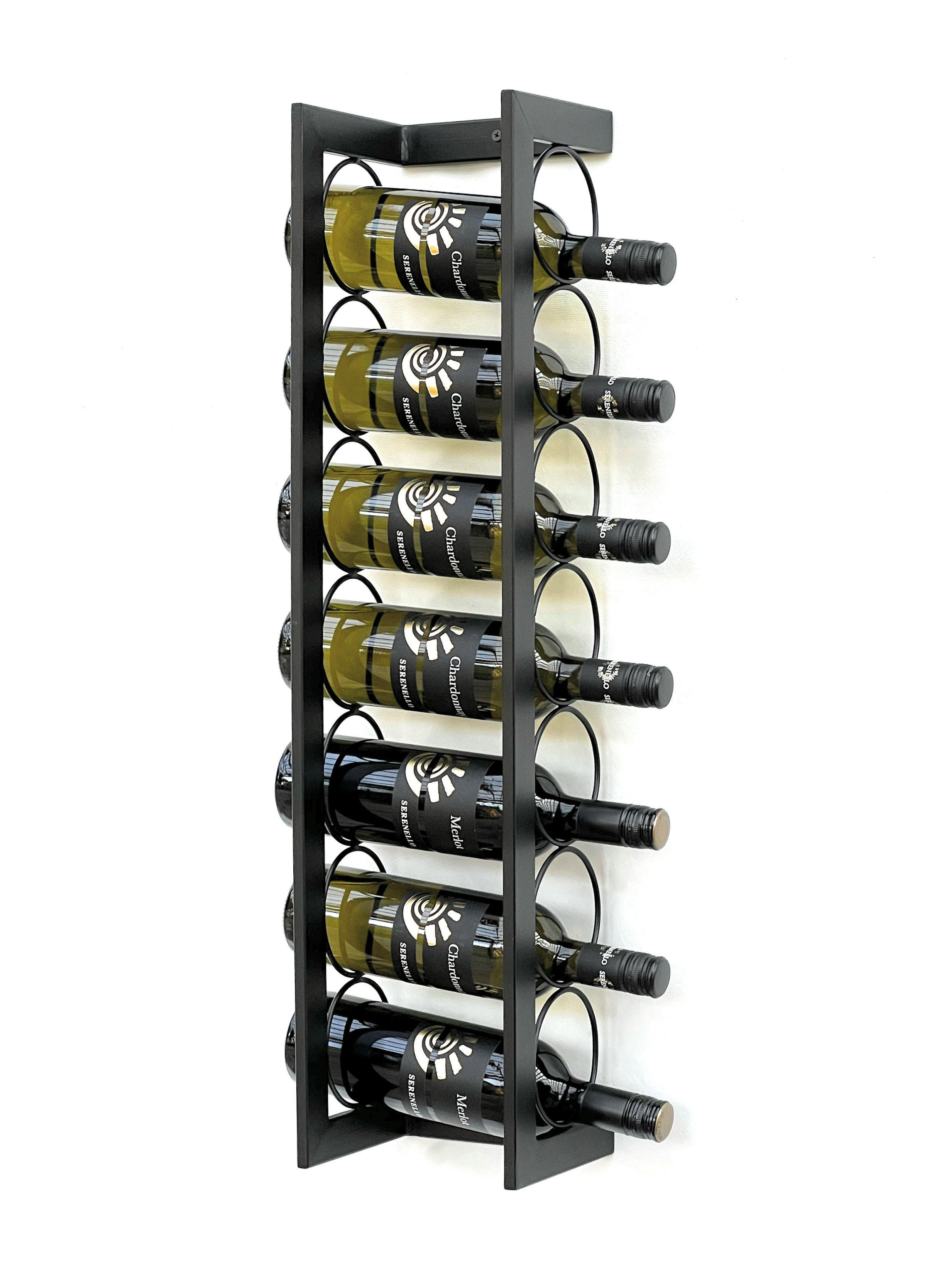 WEINREGAL Kantate für 7 Flaschen Metall Wand 75 cm Schwarz-DanDiBo