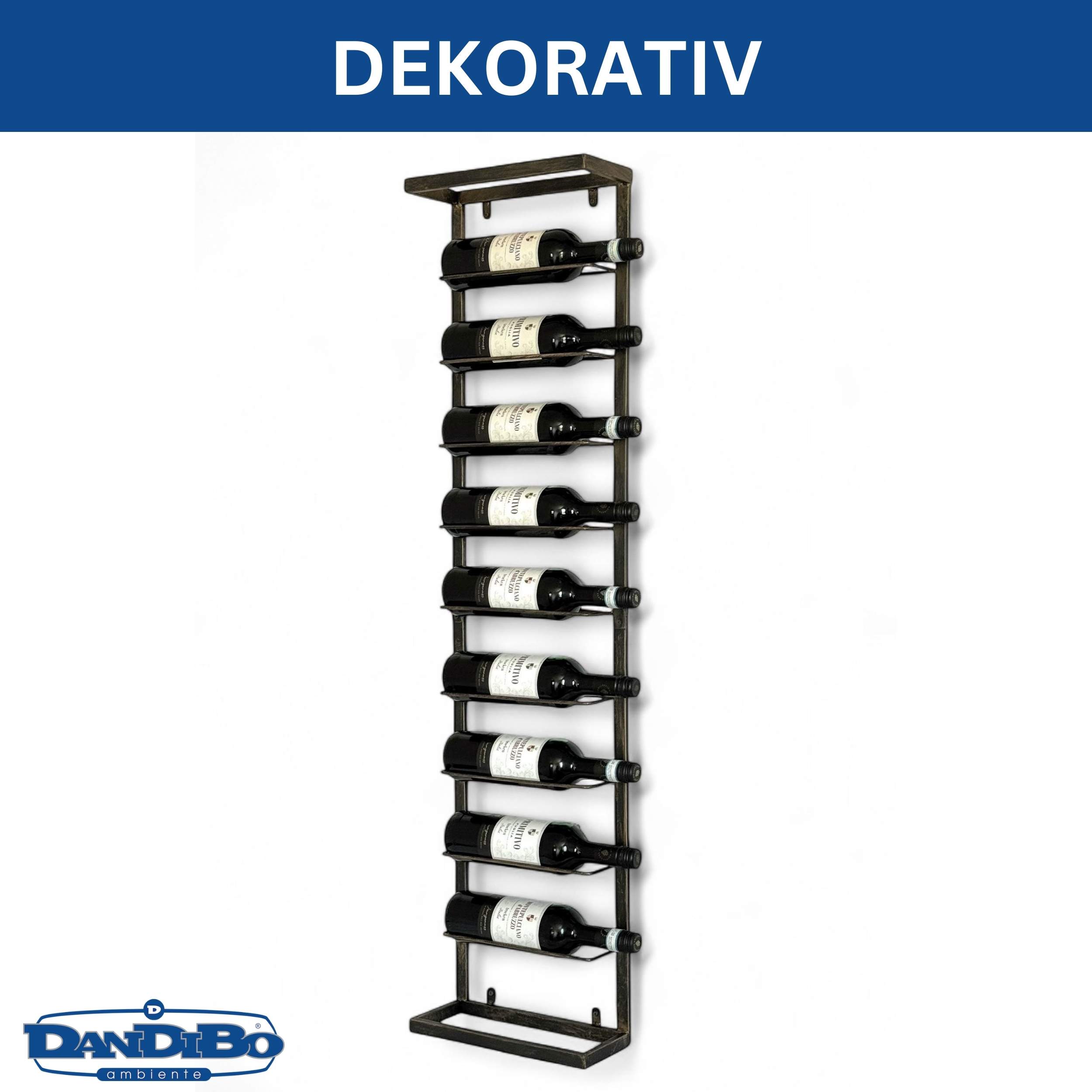 WEINREGAL Metall Wand Schwarz 120 cm-DanDiBo