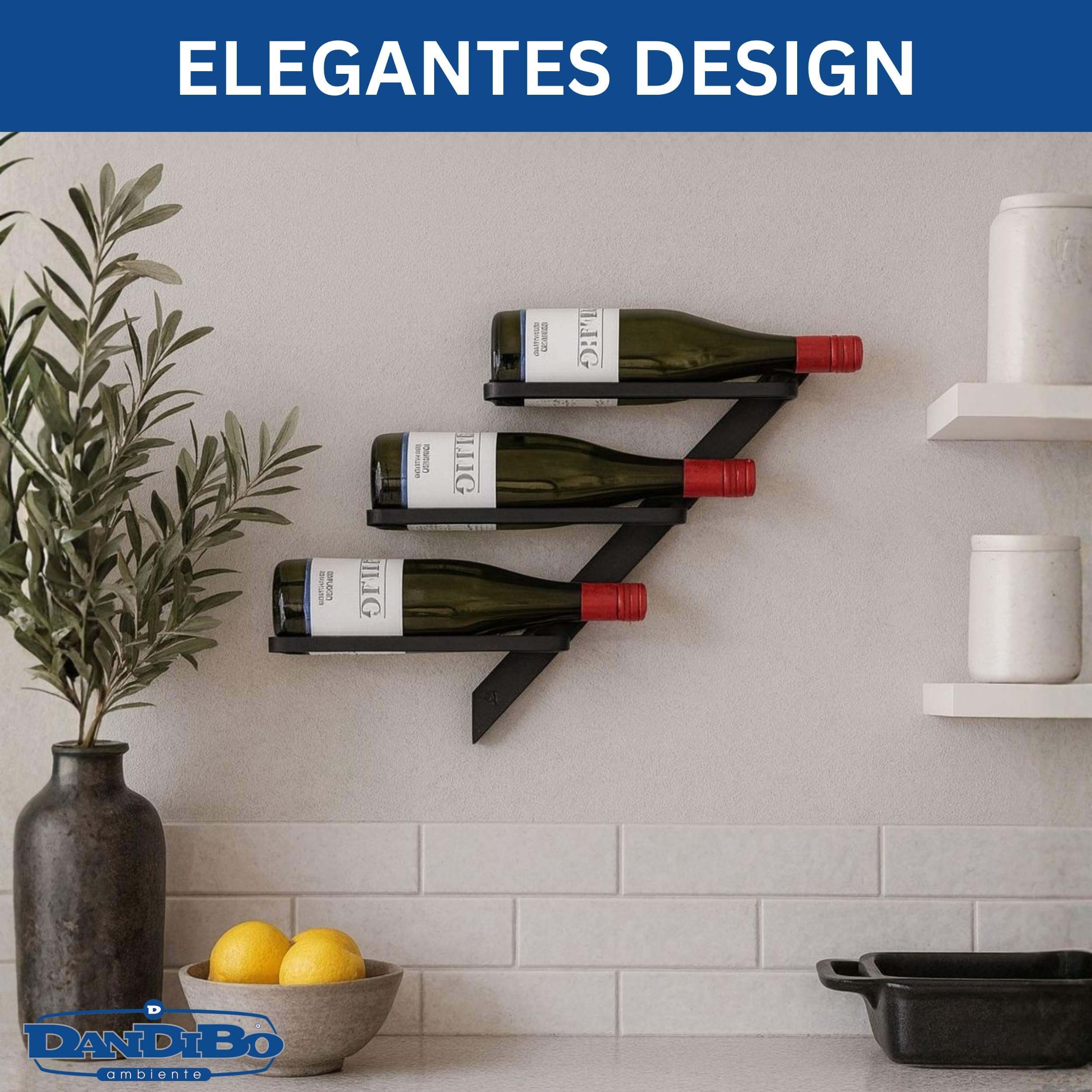 WEINREGAL für 3 Flaschen Metall Wand Flaschenregal-DanDiBo