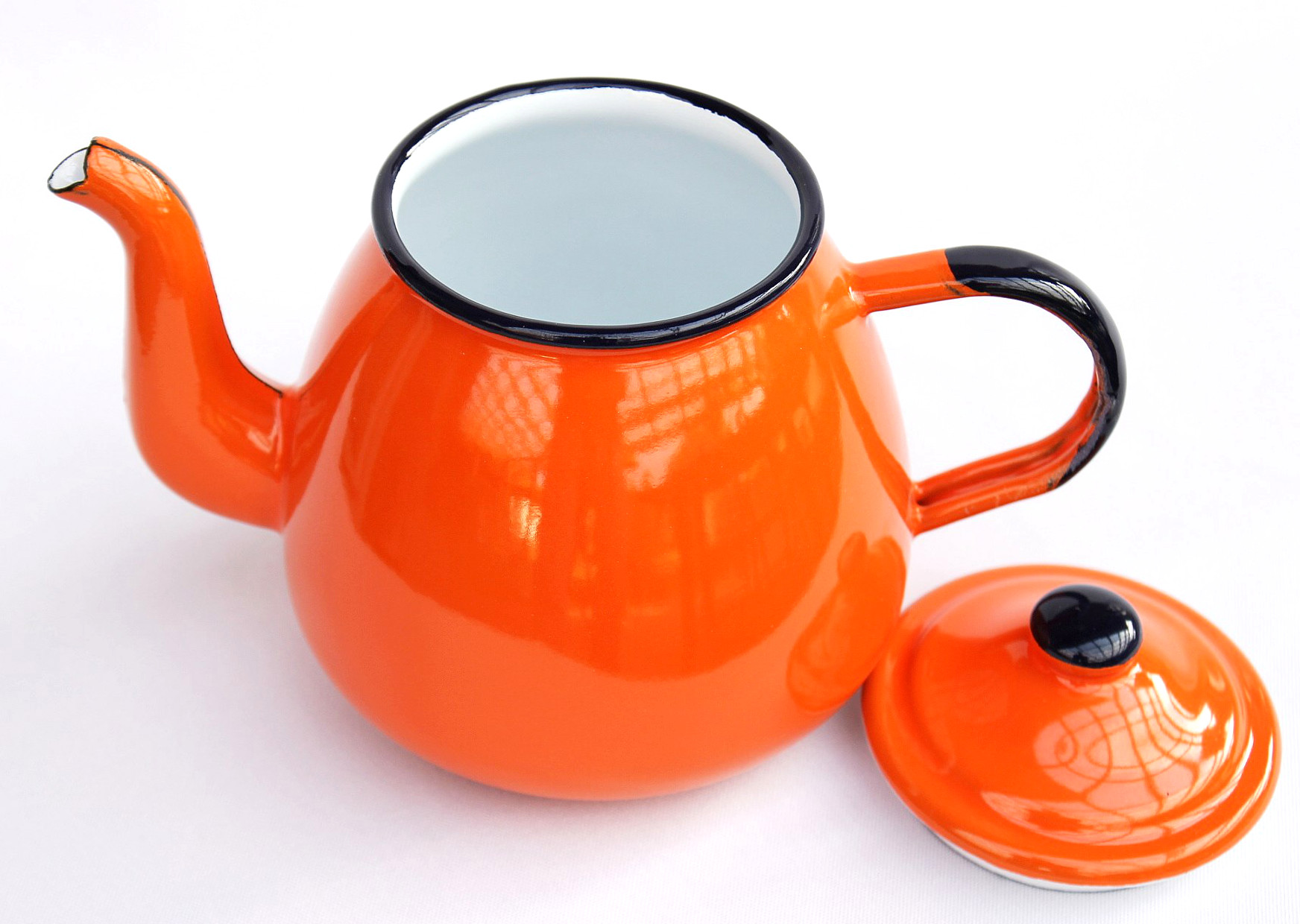 Teekanne 582AB Orange emailliert 14cm Wasserkanne Kanne ...