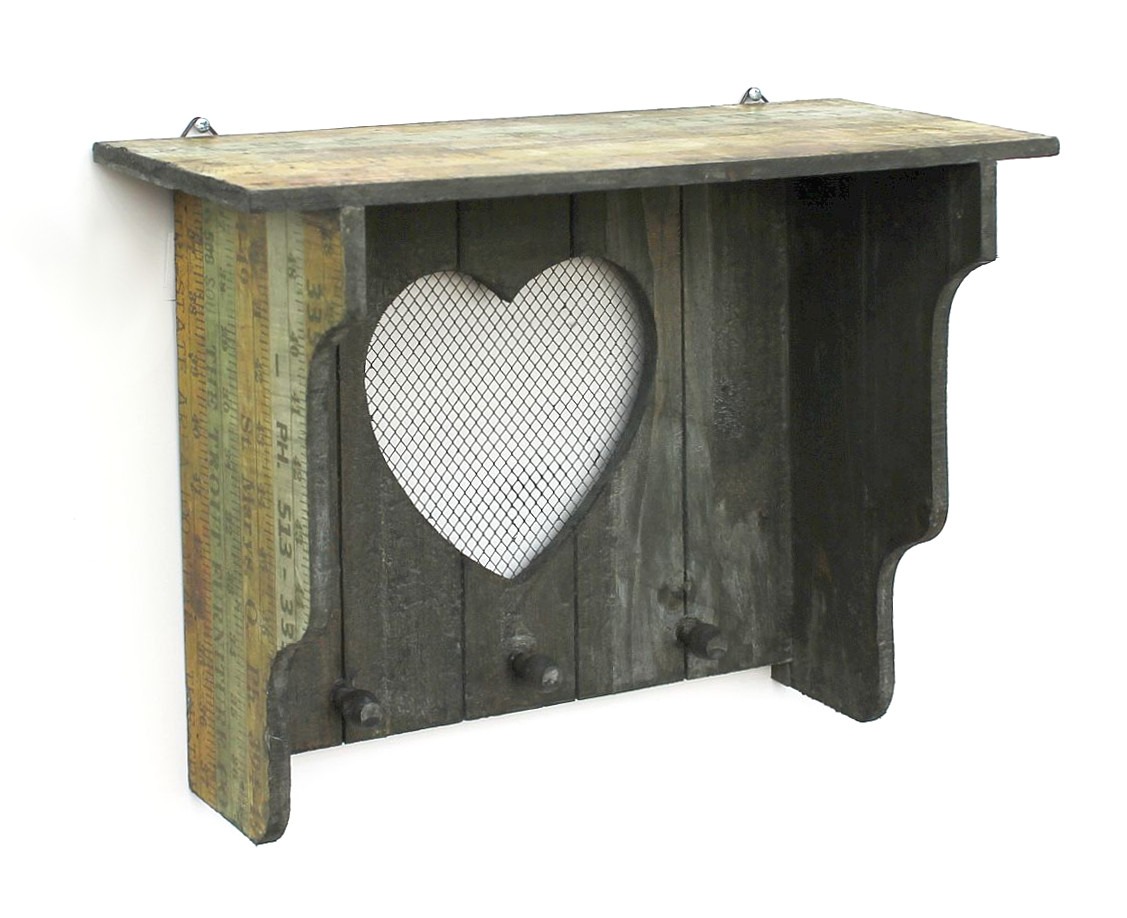 Dandibo Schlusselleiste Mit Ablage Holz A12020 Wandregal Mit Herz Schlusselregal Schlusselbrett Schlusselboard Schlusselhaken Wandkosole Vintage Shabby Hakenleiste Regal Briefablage Dandibo