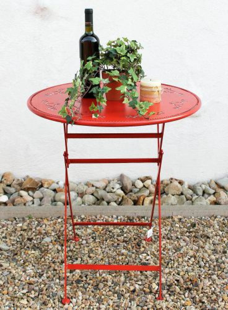DanDiBo table bistro table red round ? 65 cm folding table garden table metal Passion iron table balcony table