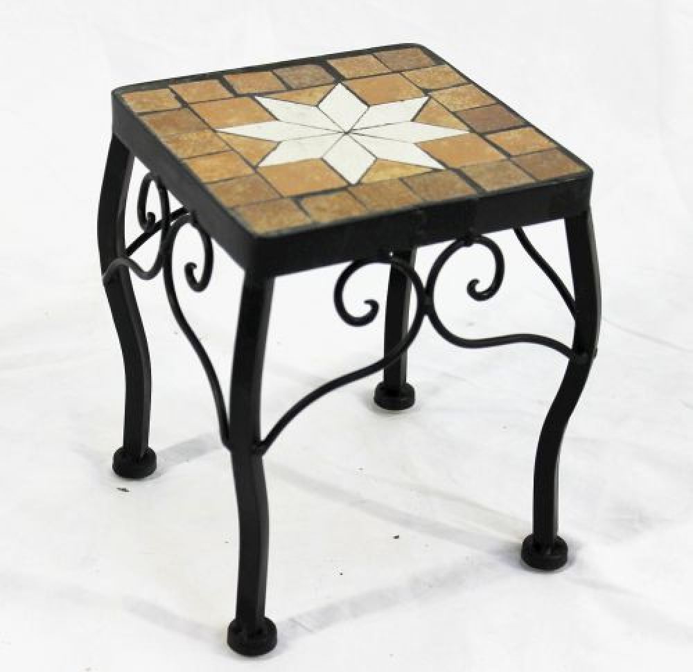 DanDiBo Flower Stool Mosaic Square 21 cm Flower Stand 12015 Side Table Plant Stand Mosaic Table Small