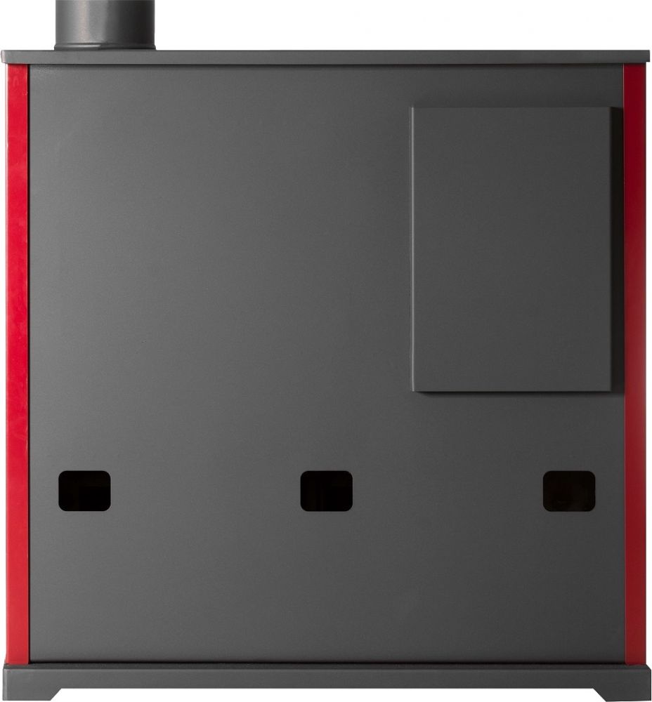 Kaminofen mit Backfach und Herdplatte Perfect Eco Lux Rot Rechts Holzofen 7 kW Kamin Ofen Holz Werkstattofen Hüttenofen Heizofen Gartenofen