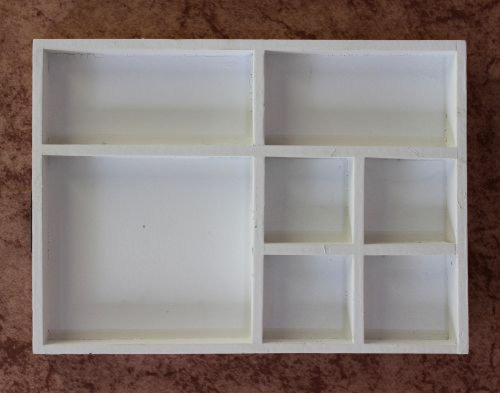 Sortierkasten Setzkasten 12291 Weiß 32cm aus Holz Sammlervitrine Sortierschublade