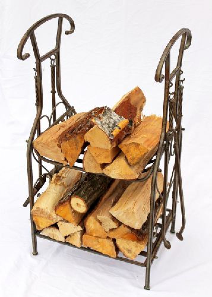 Kaminholzregal mit Kaminbesteck 130007 Kaminholzständer 94cm Holzkorb Kaminset