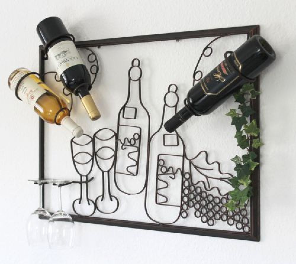 Relief picture Wine shelf 091975 Bottle stand metal 64 cm Bottle holder Shelf