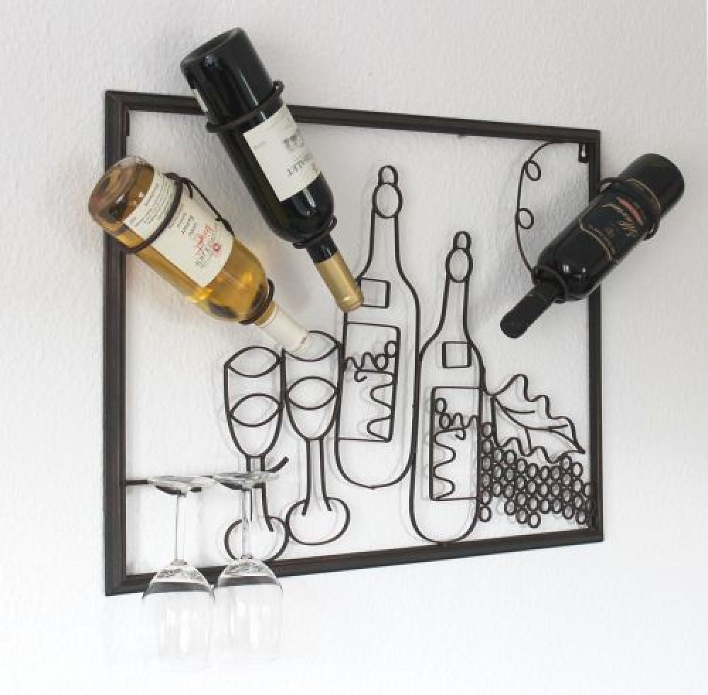 Relief picture Wine shelf 091975 Bottle stand metal 64 cm Bottle holder Shelf