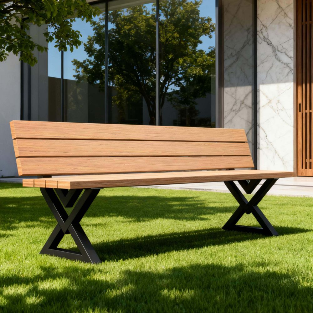 DanDiBo 2X Bankgestell mit Lehne Metall Set DIY Bank Füße Bankkufen Bankbeine 96669 Sitzgestell für Gartenbank Robust Stabil