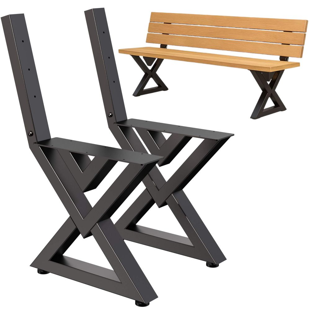 DanDiBo 2X Bankgestell mit Lehne Metall Set DIY Bank Füße Bankkufen Bankbeine 96669 Sitzgestell für Gartenbank Robust Stabil