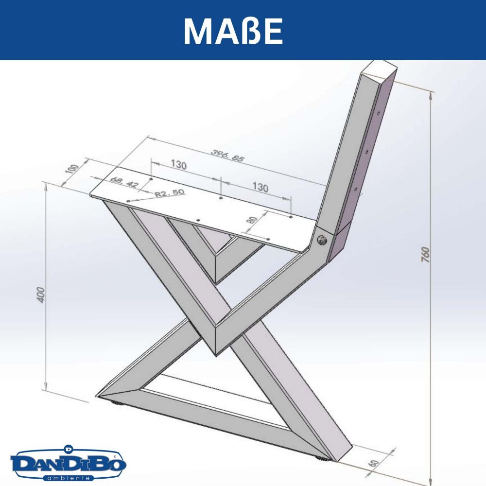DanDiBo 2X Bankgestell mit Lehne Metall Set DIY Bank Füße Bankkufen Bankbeine 96669 Sitzgestell für Gartenbank Robust Stabil