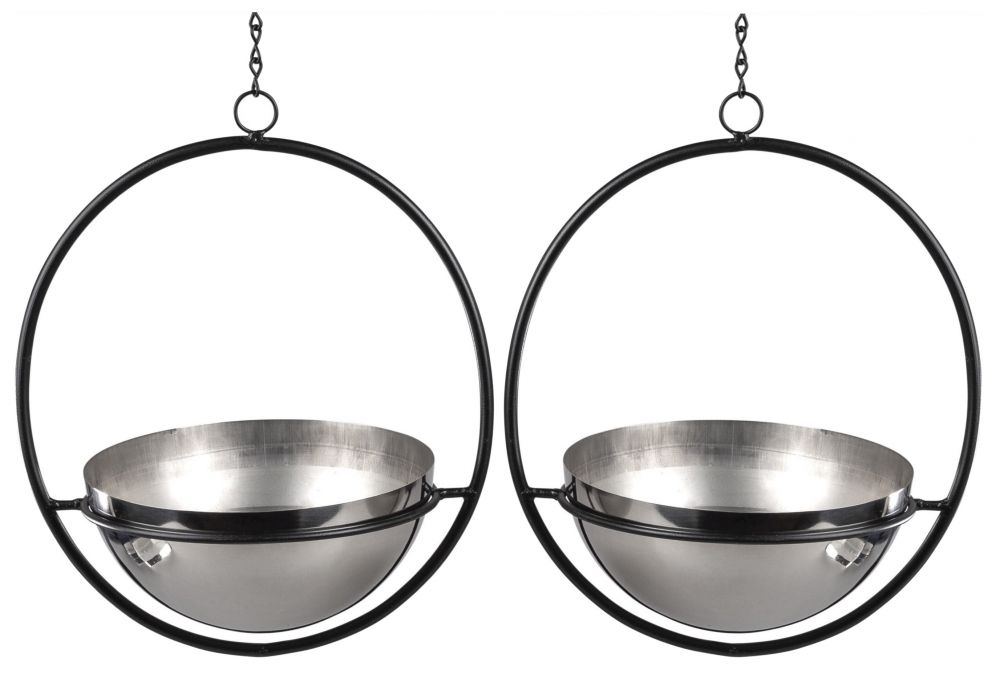 DanDiBo 2er Set Blumenampel Innen Metall Wand Hängepflanzen 53 cm 96087 M mit Topf Silber Pflanzenhänger Blumenhänger Topfhänger Blumen Blumentopfhänger Hängetopf