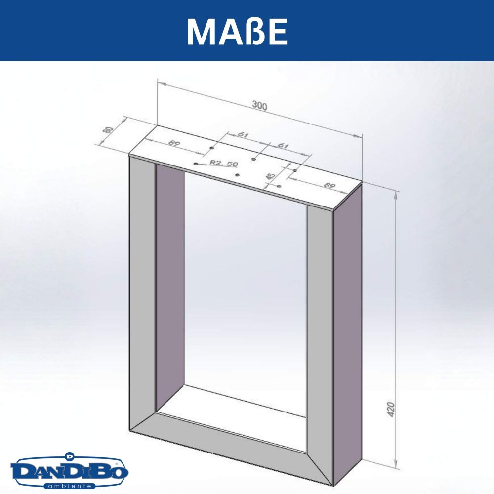DanDiBo 2x Bench Frame Stainless Steel 43 x 30 cm Bench Legs Bench Feet 96675 Bench Runners Coffee Table Table Legs Frame