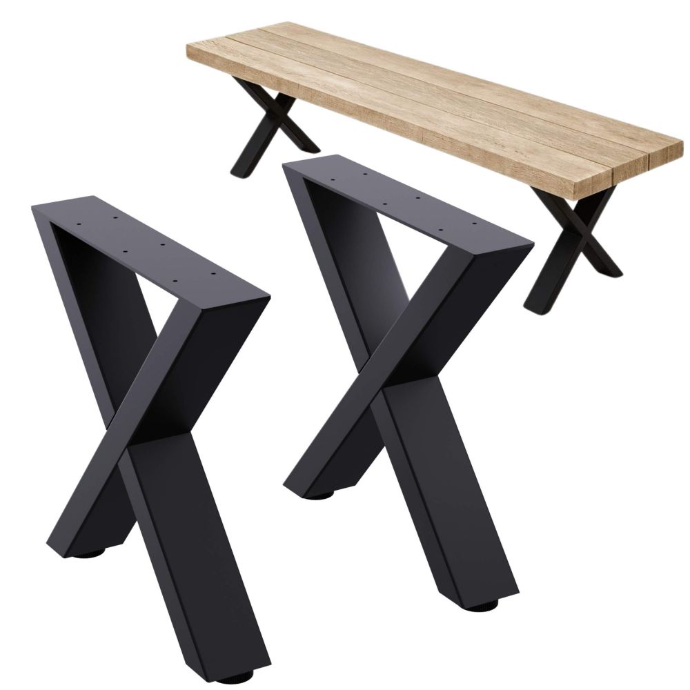 DanDiBo 2x Bankgestell Metall Schwarz 43 x 40 cm Bank Füße Bankbeine 96666 Bankkufen Couchtisch Tisch Beine Tischgestell