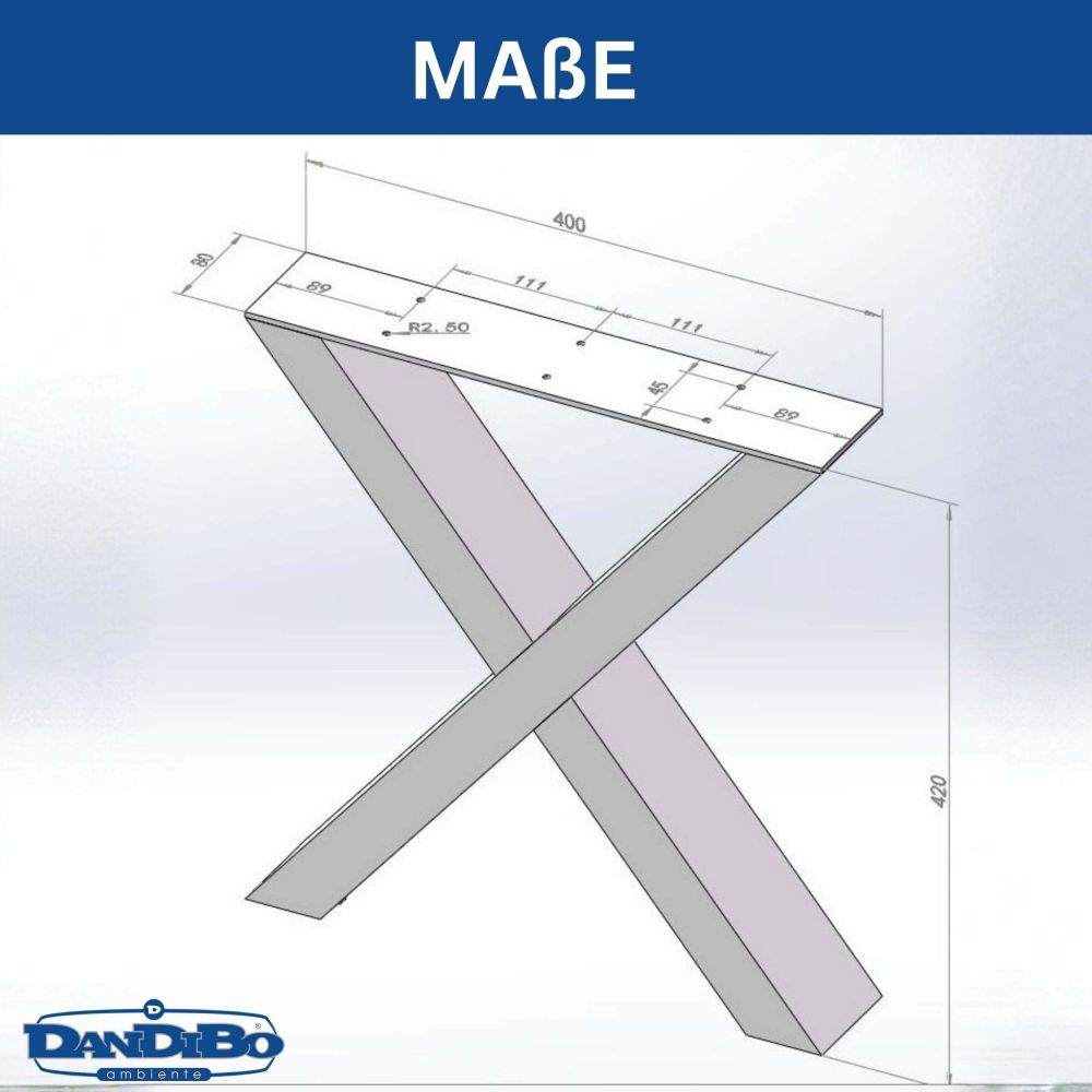 DanDiBo 2x Bankgestell Metall Schwarz 43 x 40 cm Bank Füße Bankbeine 96666 Bankkufen Couchtisch Tisch Beine Tischgestell