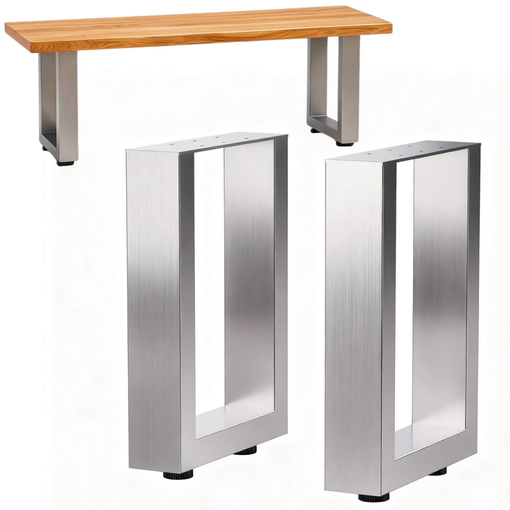 DanDiBo 2x Bankgestell Edelstahl 43 x 40 cm Bank Füße Bankbeine 96674 Bankkufen Couchtisch Tisch Beine Tischgestell