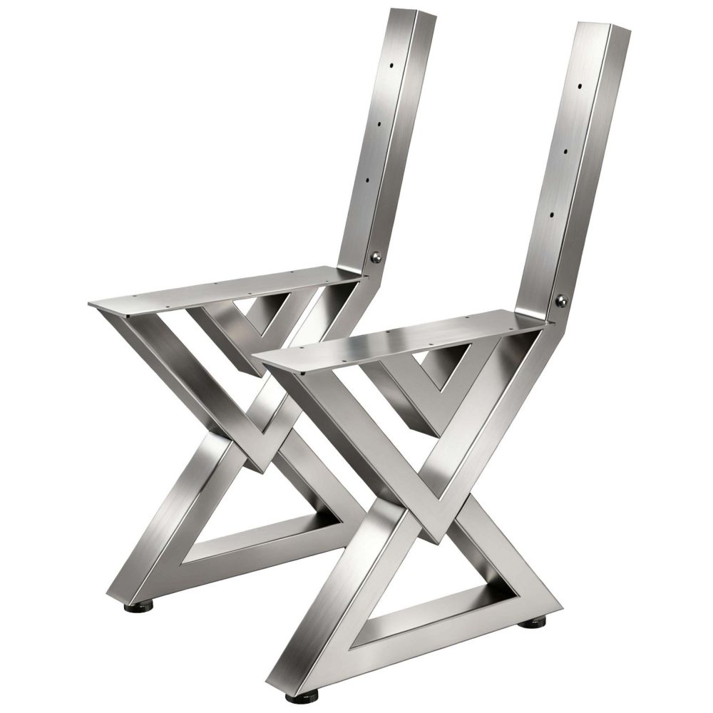 DanDiBo 2x Bankgestell mit Lehne Edelstahl Set DIY Bank Füße Bankkufen Bankbeine 96680 Sitzgestell für Gartenbank Robust Stabil