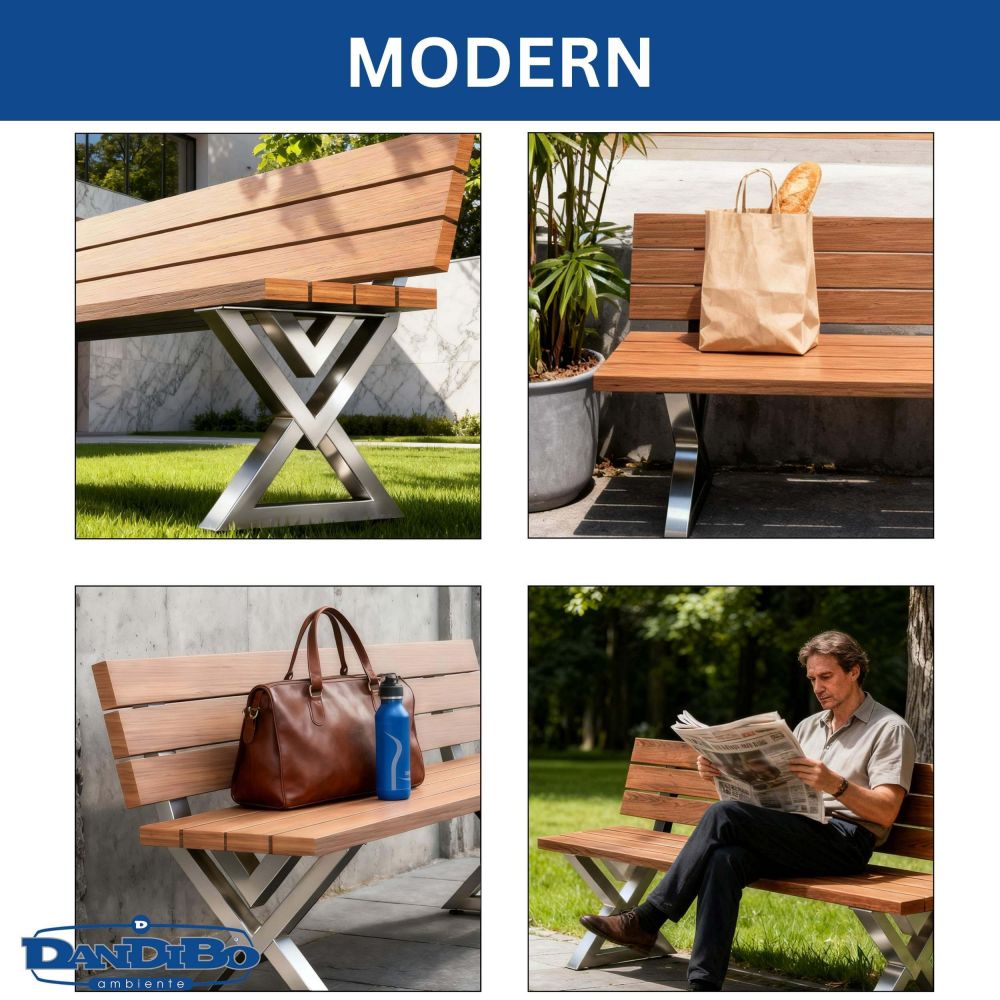 DanDiBo 2x Bankgestell mit Lehne Edelstahl Set DIY Bank Füße Bankkufen Bankbeine 96680 Sitzgestell für Gartenbank Robust Stabil