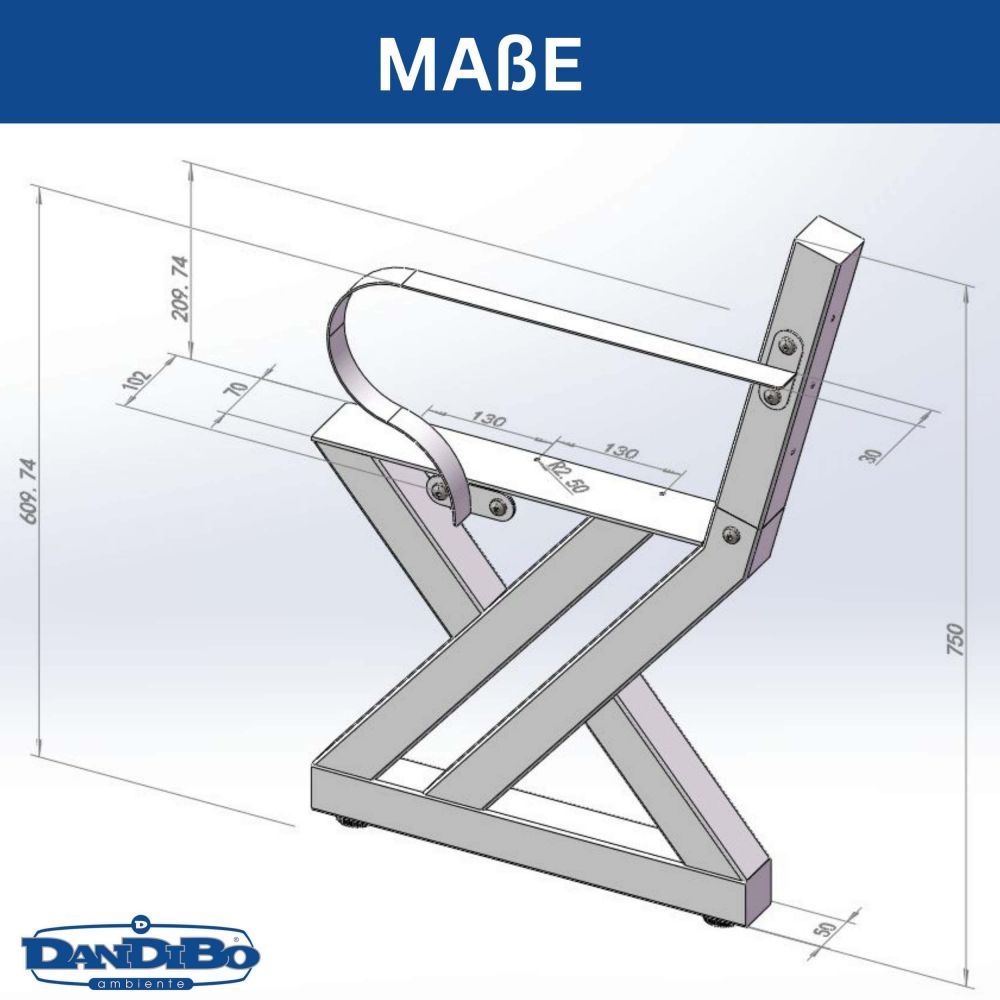 DanDiBo 2x Bankgestell mit Lehne Edelstahl Set DIY Bank Füße Bankkufen Bankbeine 96681 Sitzgestell für Gartenbank Robust Stabil
