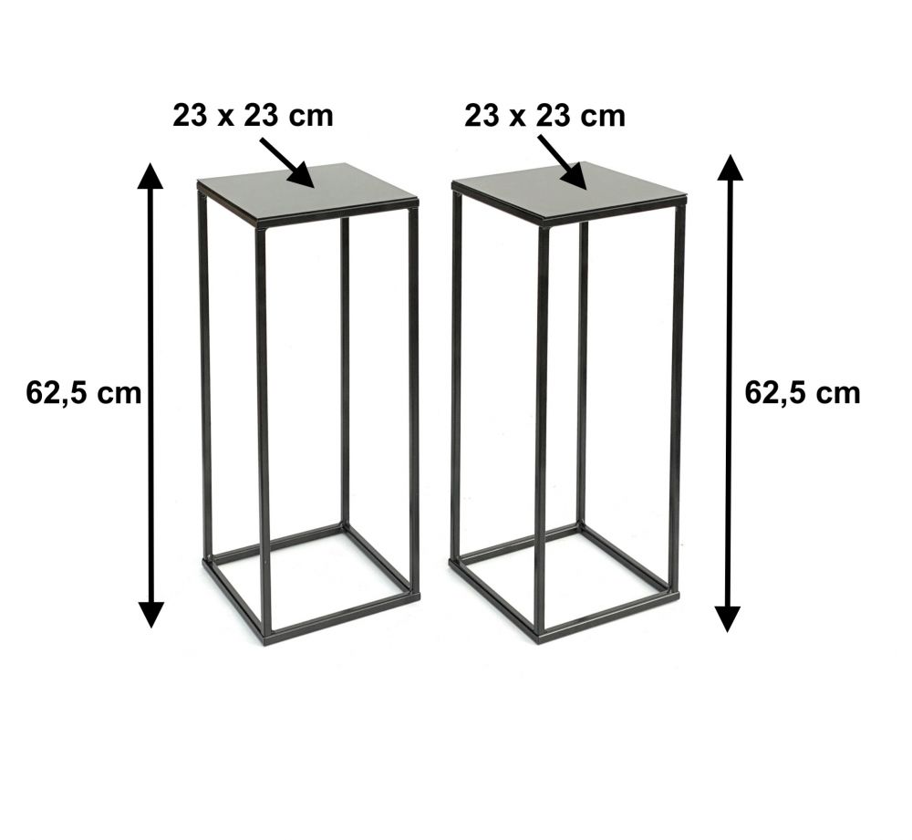 2x DanDiBo Flower Stool Metal Black Angular 62.5 cm Flower Stand Side Table 434 Flower Column Modern Plant Stand Plant Stool