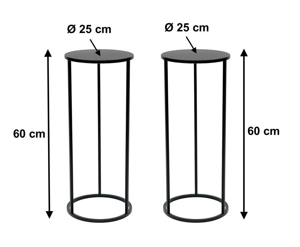 2x DanDiBo Flower Stool Metal Black Round 60 cm Flower Stand Side Table 96316 Flower Column Modern Plant Stand Plant Stool