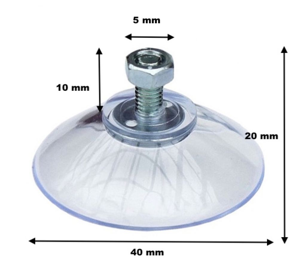 Produktbild von 10er Set Saugnäpfe Mit Gewinde M4 – 40 Mm, Transparent, Aus PVC + Edelstahl 304 – Starke Haftung Für Glas, Fliesen, Spiegel – Rückstandsfrei