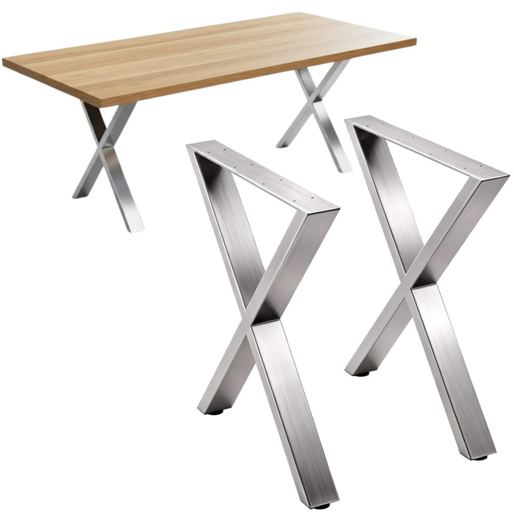 DanDiBo 2x Stainless Steel Table Legs 72 x 60 cm Table Frame Height Adjustable 96676 Table Feet Furniture Legs Table Runners Dining Table Legs