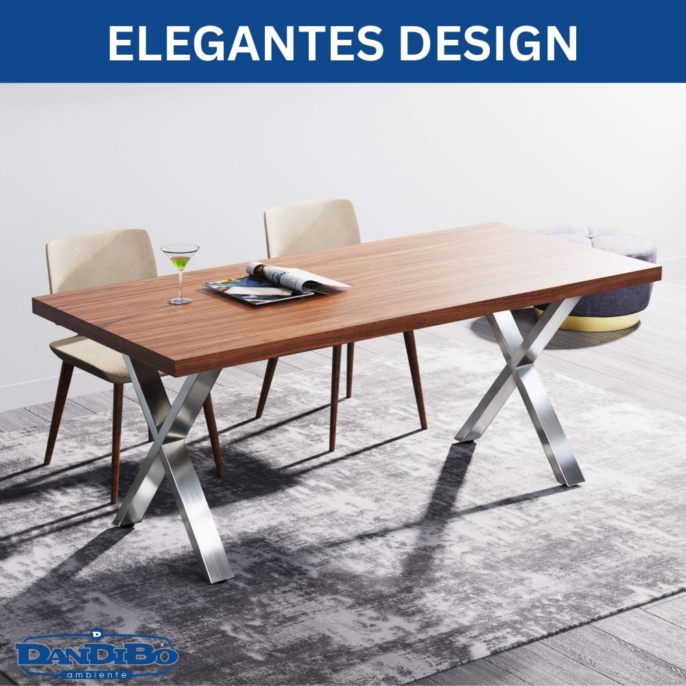 DanDiBo 2x Stainless Steel Table Legs 72 x 60 cm Table Frame Height Adjustable 96676 Table Feet Furniture Legs Table Runners Dining Table Legs