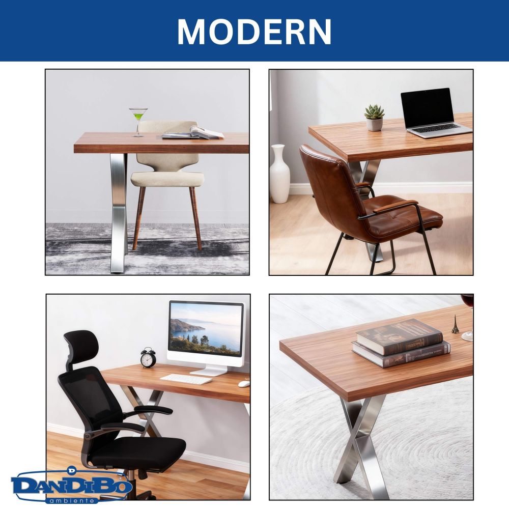 DanDiBo 2x Stainless Steel Table Legs 72 x 60 cm Table Frame Height Adjustable 96676 Table Feet Furniture Legs Table Runners Dining Table Legs