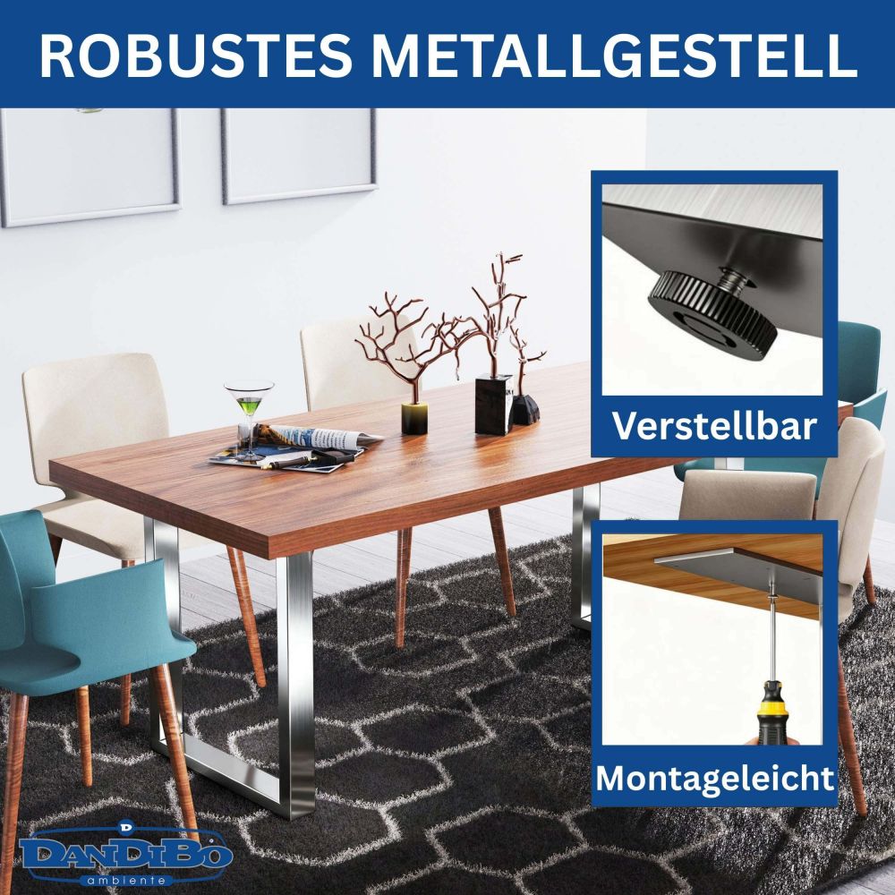 DanDiBo 2x Stainless Steel Table Legs 72 x 60 cm Table Frame Height-Adjustable 96673 Table Legs Furniture Legs Table Runners Dining Table Legs