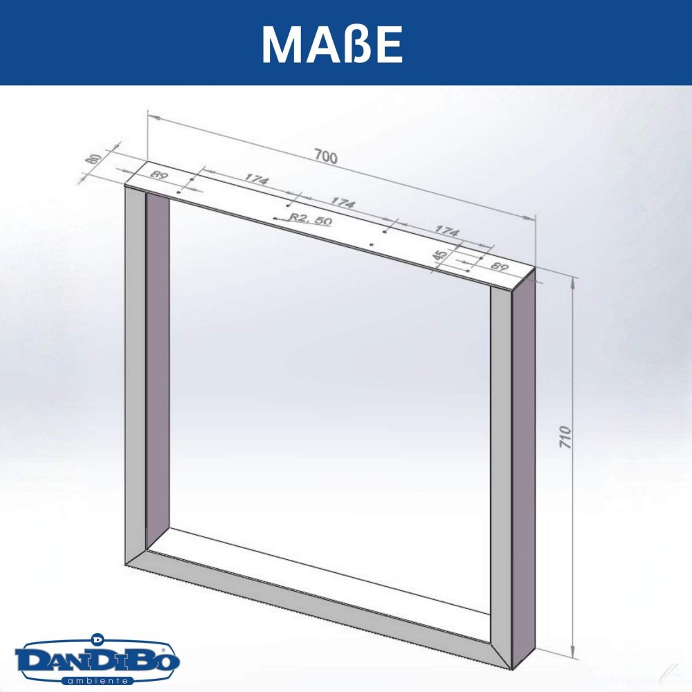 DanDiBo 2x Stainless Steel Table Legs 72 x 70 cm Table Frame Height-Adjustable 96672 Table Legs Furniture Legs Table Runners Dining Table Legs