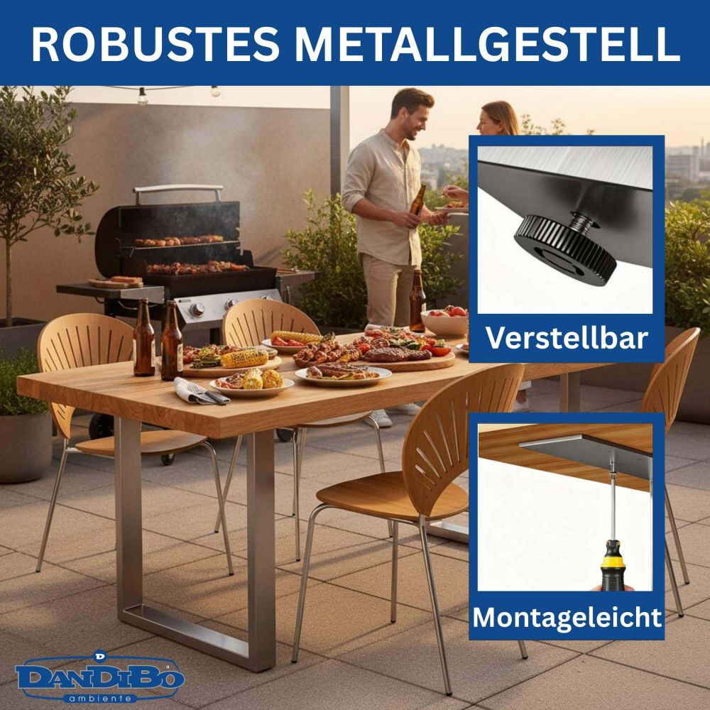 DanDiBo 2x Stainless Steel Table Legs 72 x 70 cm Table Frame Height-Adjustable 96672 Table Legs Furniture Legs Table Runners Dining Table Legs