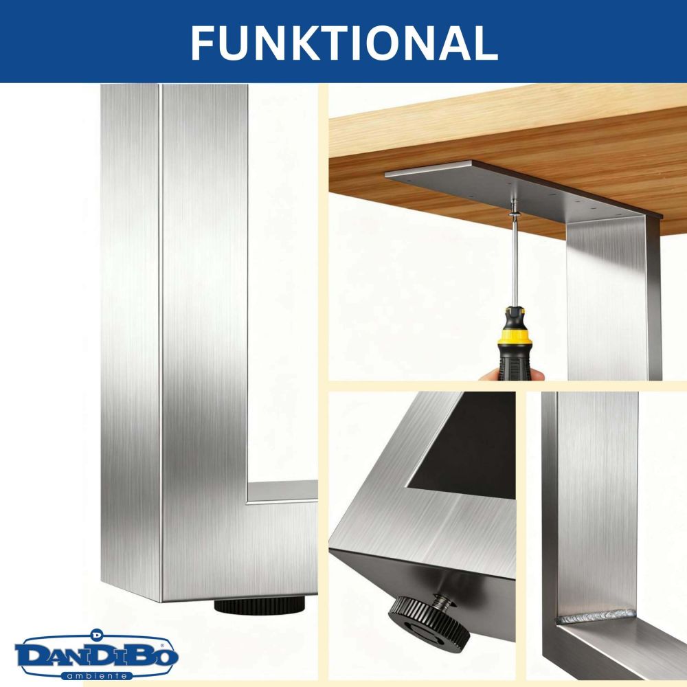 DanDiBo 2x Stainless Steel Table Legs 72 x 70 cm Table Frame Height-Adjustable 96672 Table Legs Furniture Legs Table Runners Dining Table Legs