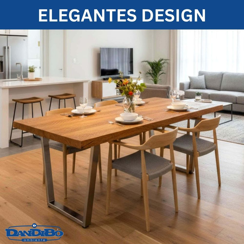 DanDiBo 2x Tischbeine Edelstahl 72 x 72 cm Tischgestell Höhenverstellbar 96679 Tischfüße Möbelfüße Tischkufen Esstisch Beine