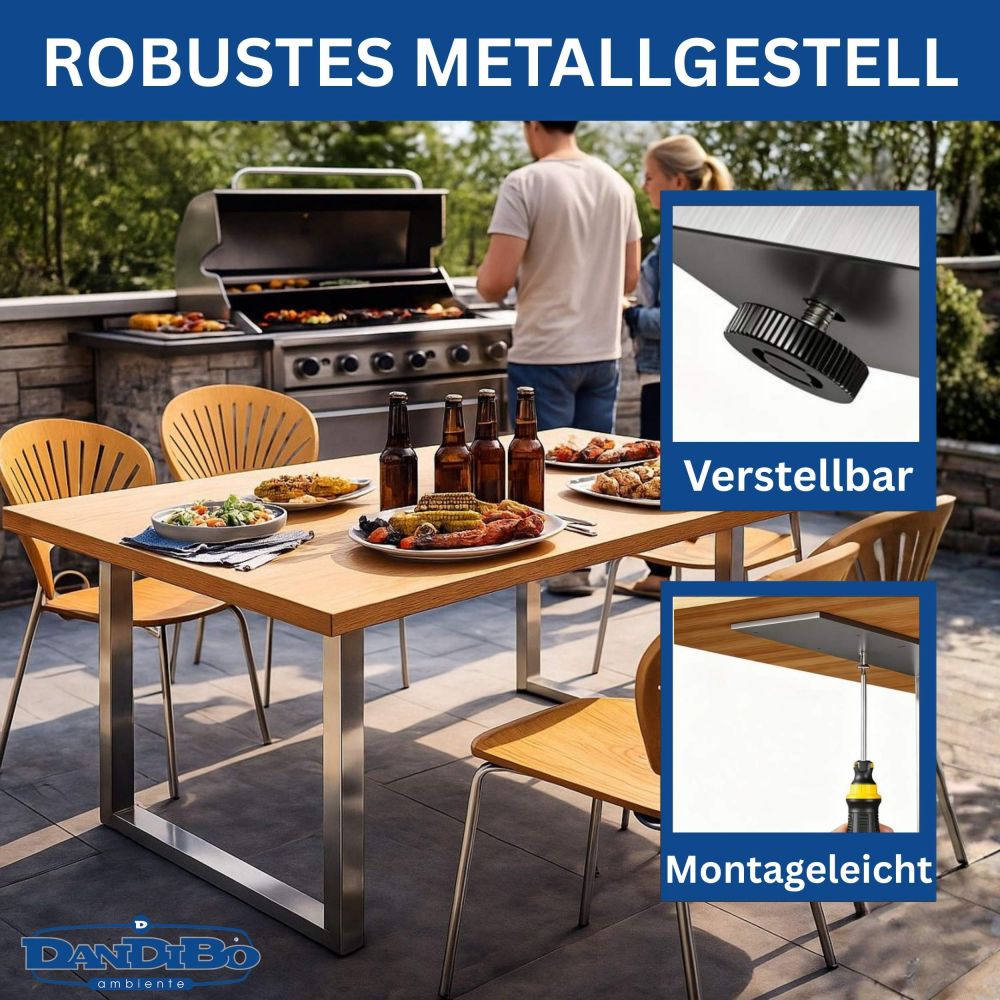 DanDiBo 2x Stainless Steel Table Legs 72 x 80 cm Table Frame Height-Adjustable 96671 Table Legs Furniture Legs Table Runners Dining Table Legs