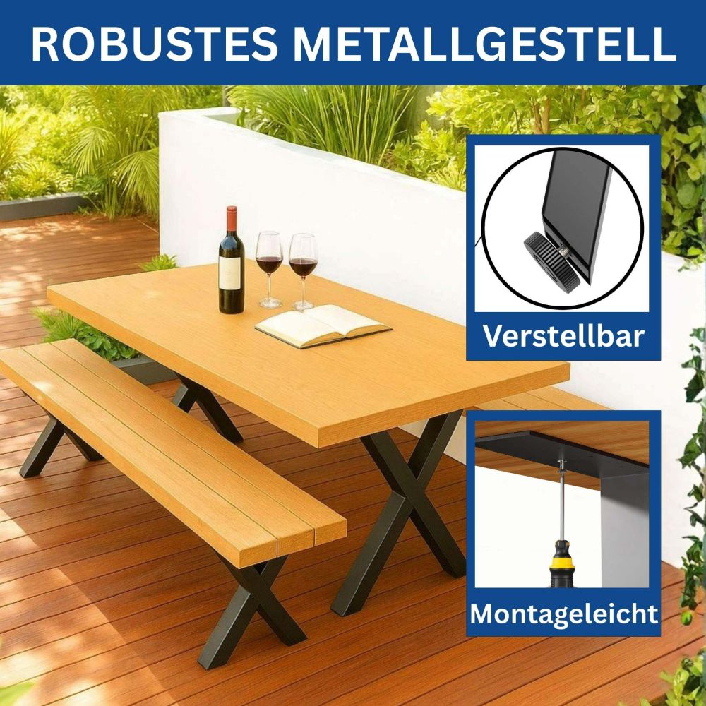 DanDiBo 2x Tischbeine Metall Schwarz 60 x 72 cm Tischgestell Höhenverstellbar 96665 Tischfüße Möbelfüße Tischkufen Esstisch Beine