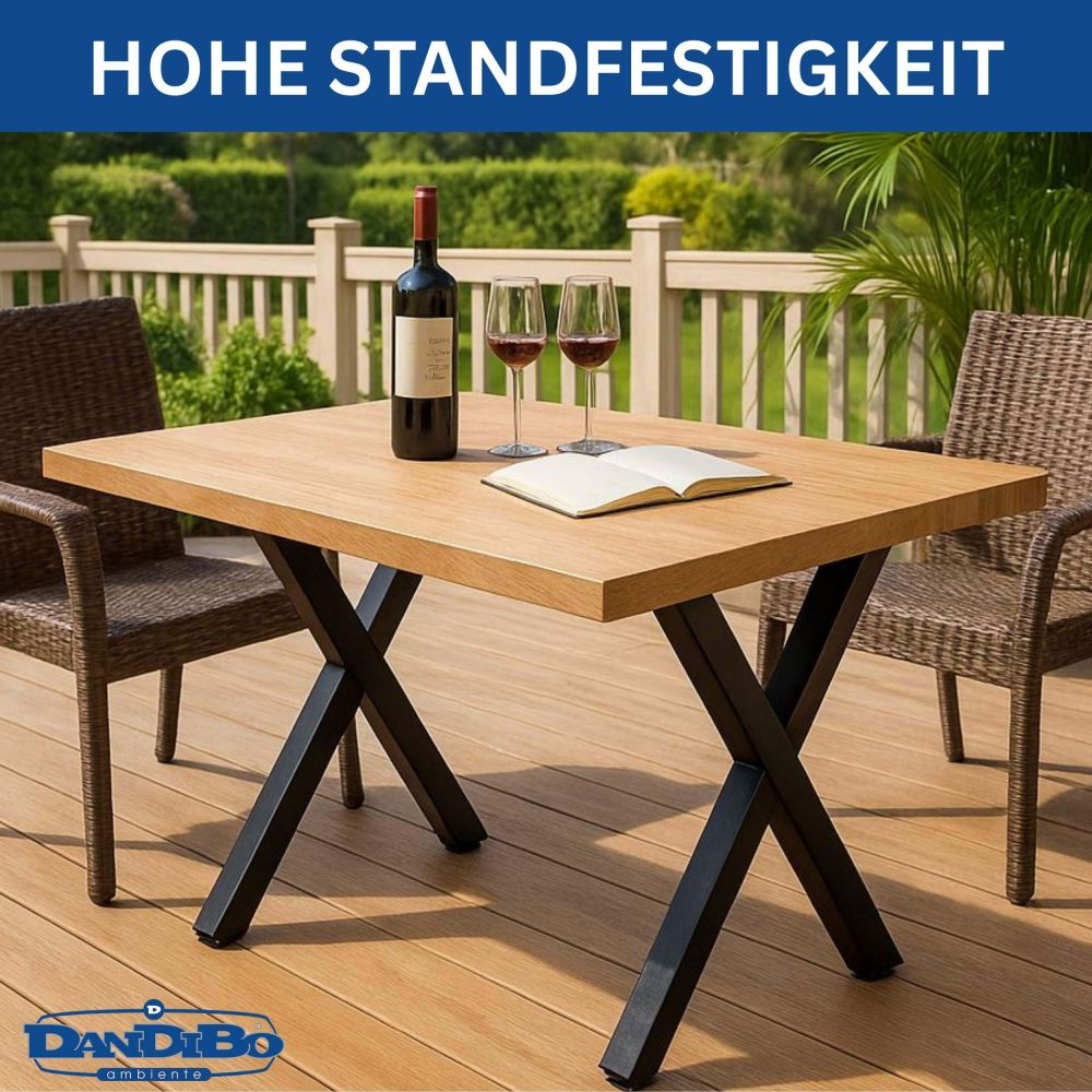 DanDiBo 2x Tischbeine Metall Schwarz 60 x 72 cm Tischgestell Höhenverstellbar 96665 Tischfüße Möbelfüße Tischkufen Esstisch Beine