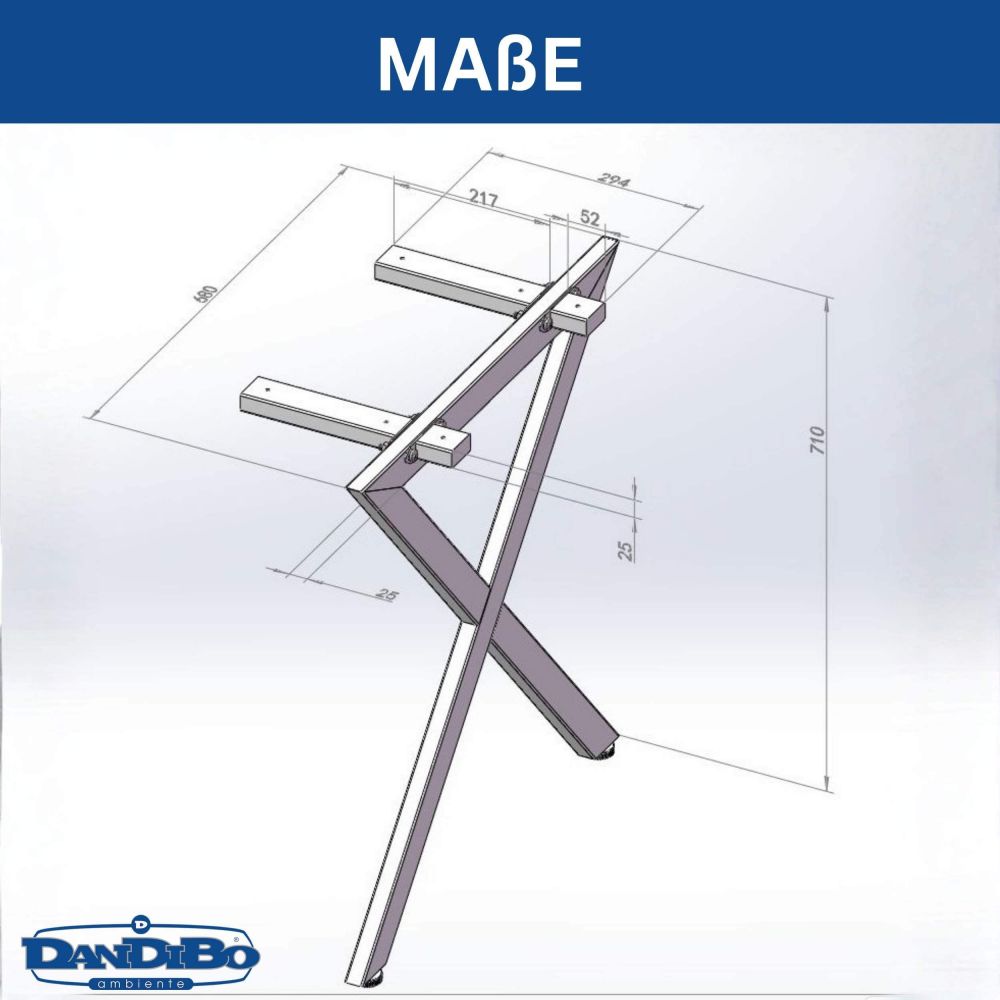 DanDiBo 2x Metal Table Legs Black 72 x 68 cm Table Frame Height Adjustable 96667 Table Legs Furniture Legs Table Runners Dining Table Legs