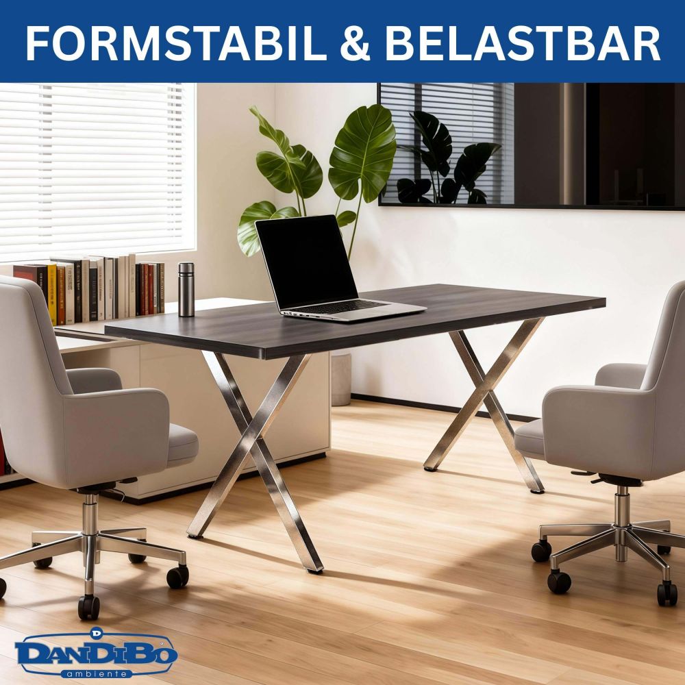 DanDiBo 2x Tischbeine Edelstahl 72 x 68 cm Tischgestell Höhenverstellbar 96678 Tischfüße Möbelfüße Tischkufen Esstisch Beine