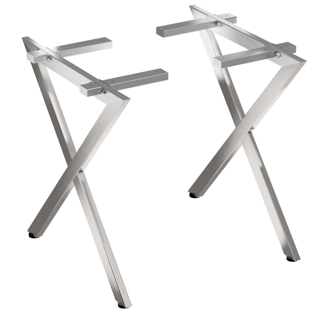 DanDiBo 2x Tischbeine Edelstahl 72 x 68 cm Tischgestell Höhenverstellbar 96678 Tischfüße Möbelfüße Tischkufen Esstisch Beine