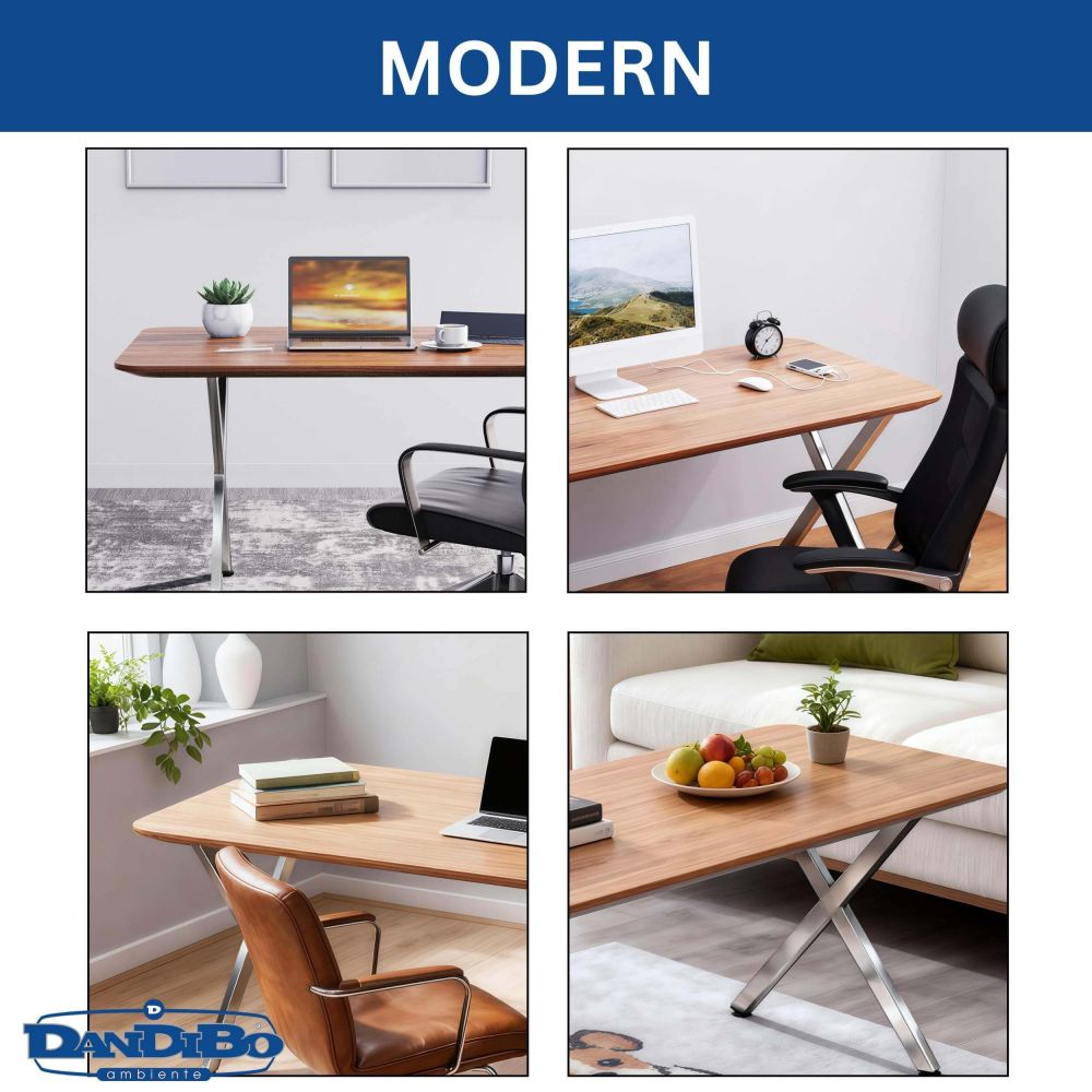 DanDiBo 2x Tischbeine Edelstahl 72 x 68 cm Tischgestell Höhenverstellbar 96678 Tischfüße Möbelfüße Tischkufen Esstisch Beine