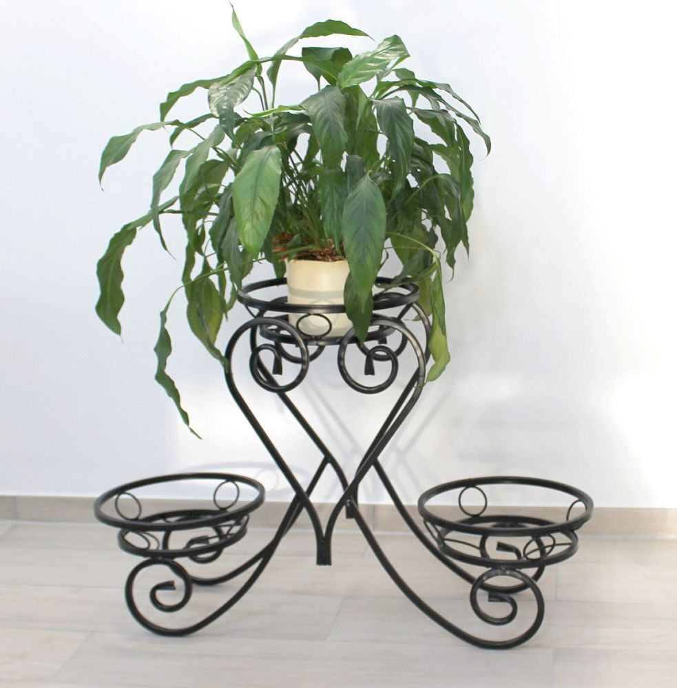 DanDiBo Flower Stairs Metal Black 89 cm Flower Stand with 3 Shelves KW403 Flower Column Plant Column Plant Stand Flower Shelf Plant Stairs