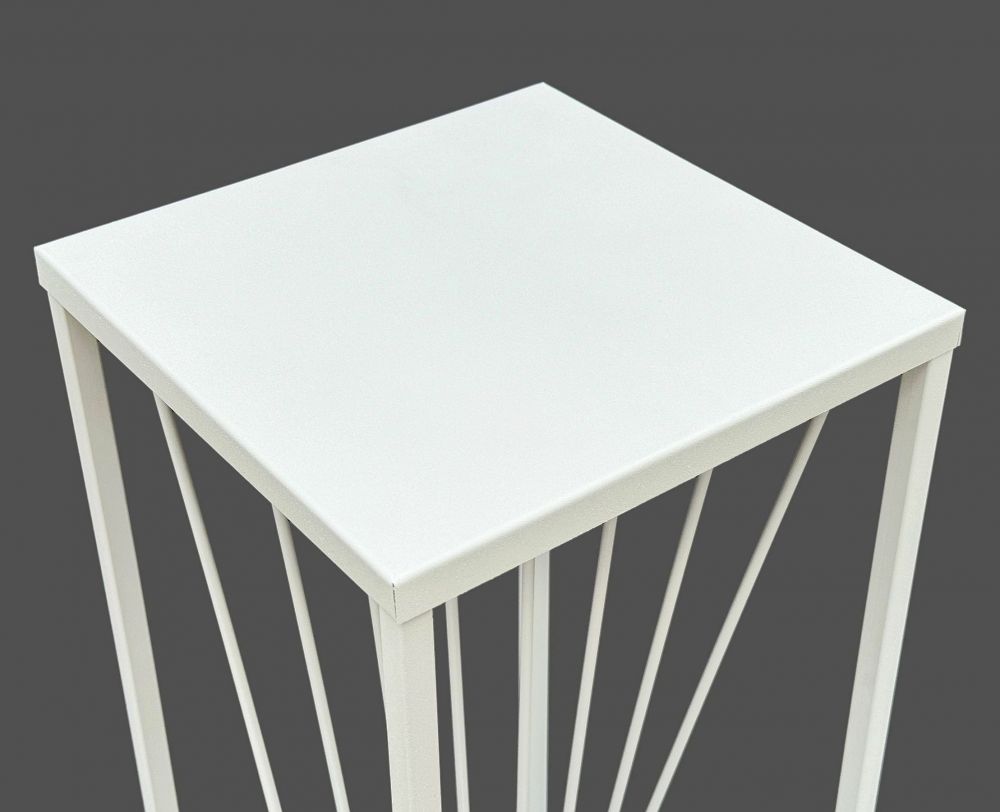 DanDiBo Flower Stool Metal White Square 70 cm Flower Stand Side Table 96566 Flower Column Design Modern Plant Stand Plant Stool