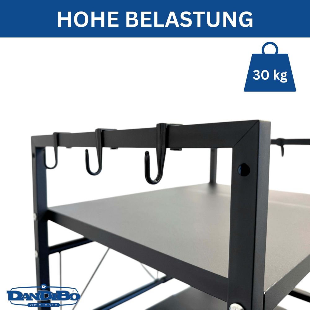 DanDiBo Adjustable Kitchen Shelf for Countertop Black Standing 3-Tier 40-64 cm Kitchen Shelf 96614 Standing Shelf