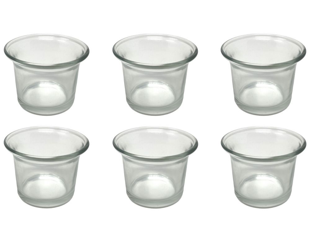 6x tealight glasses tealight holder glass tealight glass clear curved 4.5 cm high candle holder