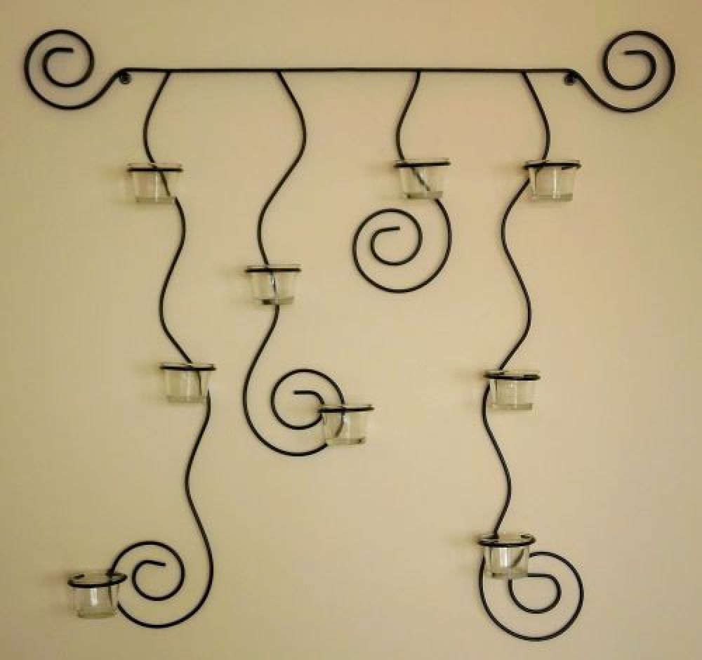 Wandteelichthalter Lysa Schwarz Wandkerzenhalter Metall 74cm Teelichthalter