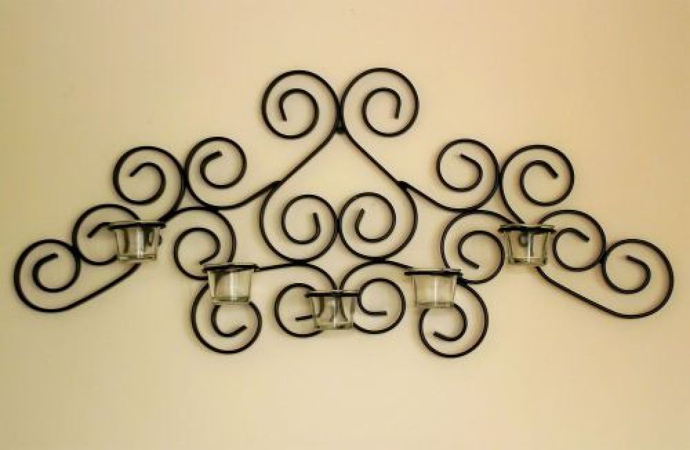 DanDiBo Wandteelichthalter Metall Schwarz Palace Wandkerzenhalter 63 cm Teelichthalter Kerzenhalter