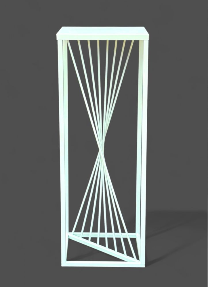 DanDiBo Flower Stool Metal White Square 70 cm Flower Stand Side Table 96566 Flower Column Design Modern Plant Stand Plant Stool