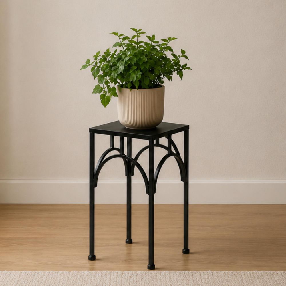DanDiBo Blumenständer Metall Schwarz Eckig 96449 M 33 cm Pflanzenständer Blumenhocker Beistelltisch Blumensäule Modern Pflanzenhocker