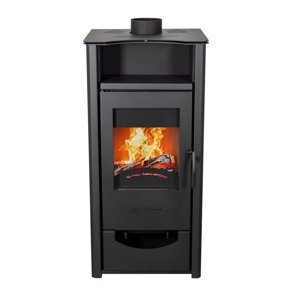 EEK A ABC Quadro Black wood-burning stove 9.5 kW with multiple occupancy Fireplace Stove Wood-burning stove Wood workshop stove Heating stove
